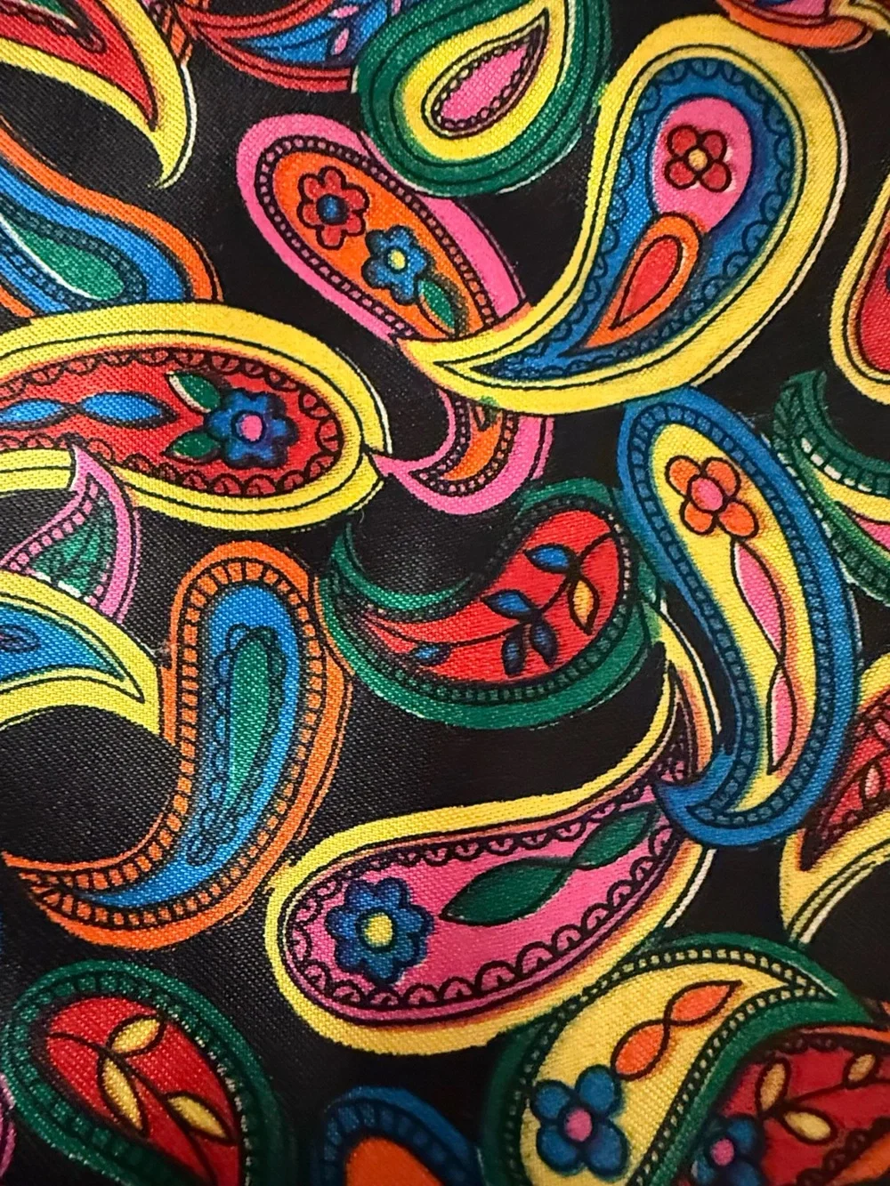 Vintage 60s 70s Multicolor Paisley Handbag Lucite Handle Psychedelic Mod Boho